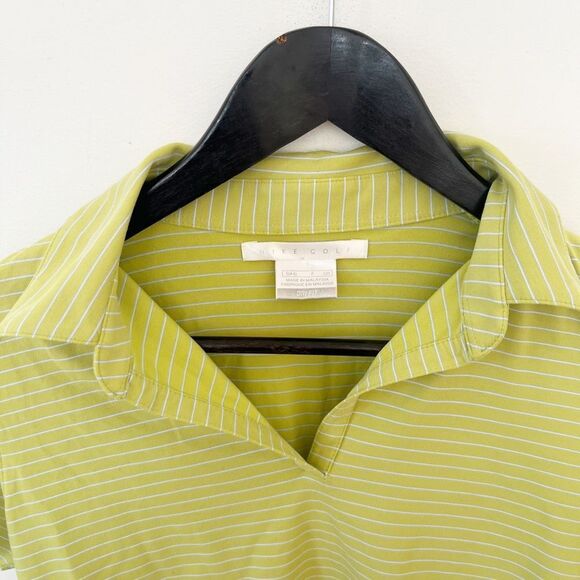 Nike Golf Lime Green White Stripe Dri-Fit Short Sleeve Polo Shirt‎ Women's S - Picture 7 of 8